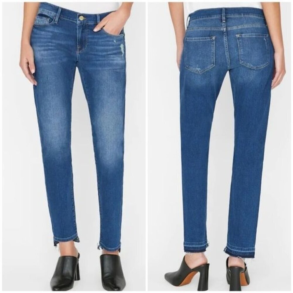 Frame Le Garcon Jeans Staggered Hem Mid Rise Skinny Jean Size 27